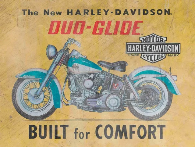 Harley Davidson Motorcycles Duo Glide Heavy Duty Usa Made Metal Advertising Sign