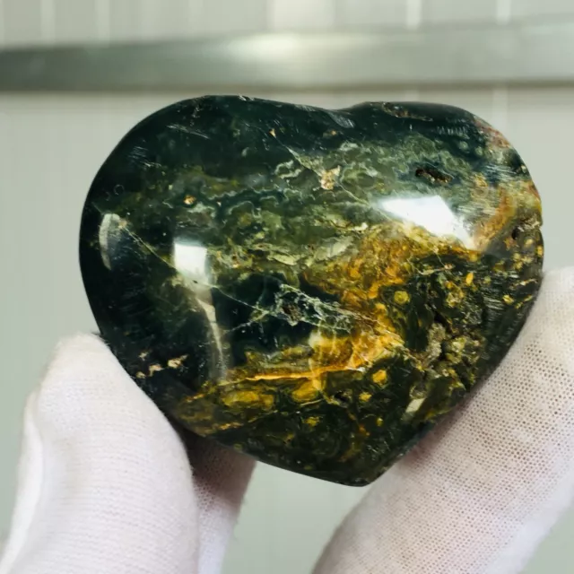 64G Natural Ocean Jasper Quartz specimens Love Heart Mineral B541