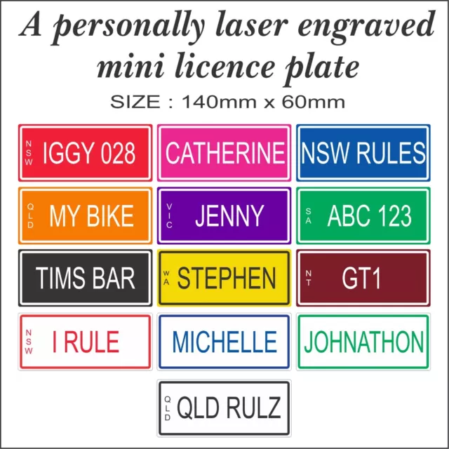 Personalised Novelty Kids Car Bike Mini Number Plate Licence Gift Birthday Xmas