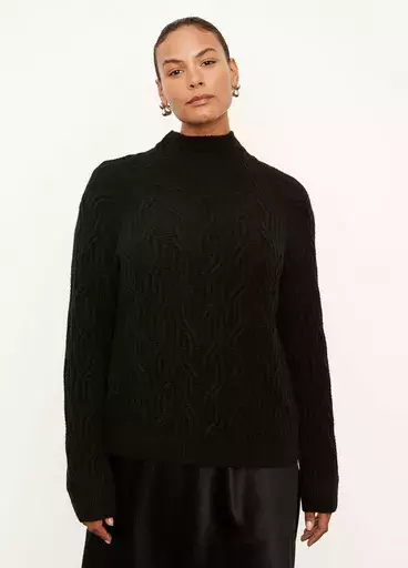 Vince Womens Sweater Plus XXXL Black Wool Cashmere Texture Cable Pullover $445