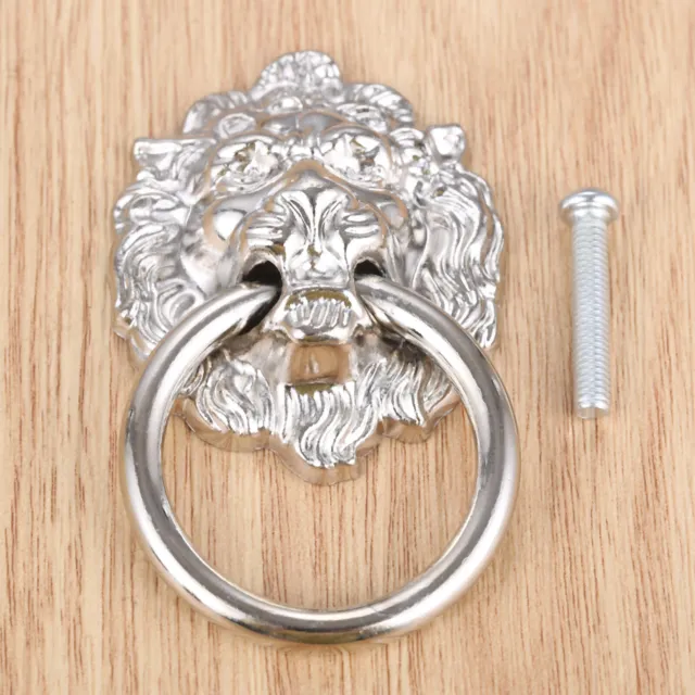 1Pc Silver Lion Head Knob Ring Drawer Dresser Door Cupboard Pull Handle Cabinet
