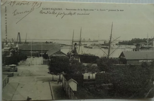 SAINT NAZAIRE 44 cpa Panorama de la Rade avec la Savoie prenant la mer Bon Etat