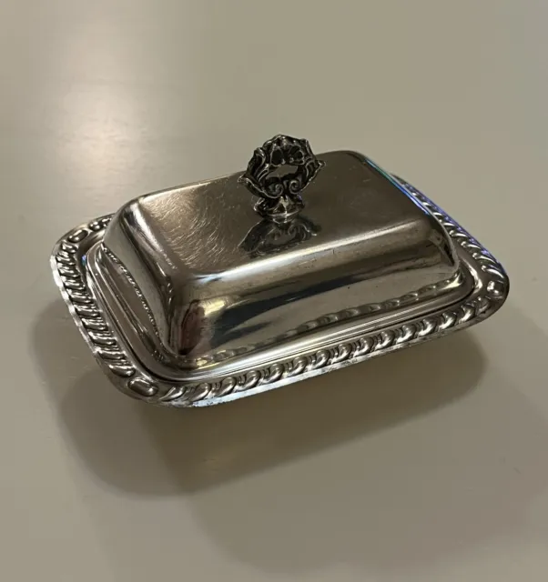 Restored Antique Silver on Copper Ornate Edwardian Style Butter Dish