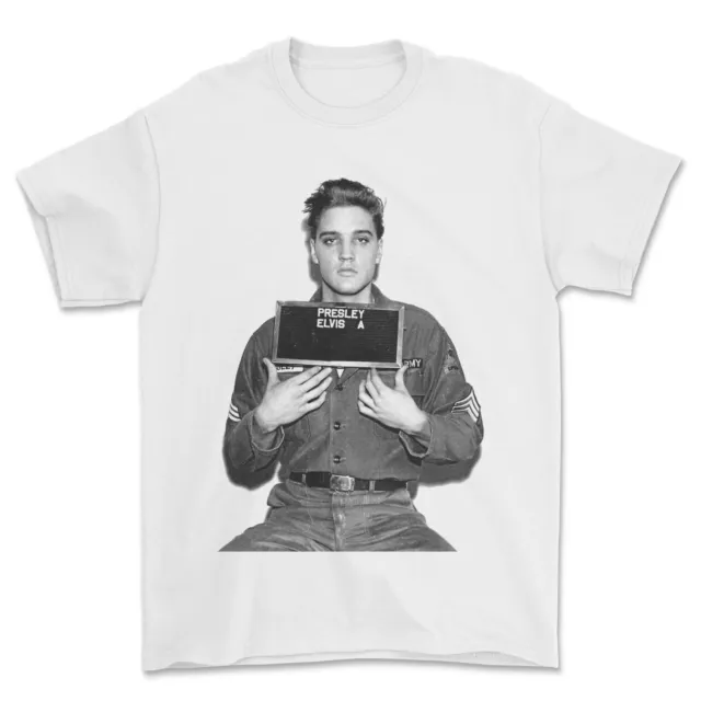 Elvis Presley Mugshot T-Shirt Armée Portrait- Unisexe T-Shirt Cadeau