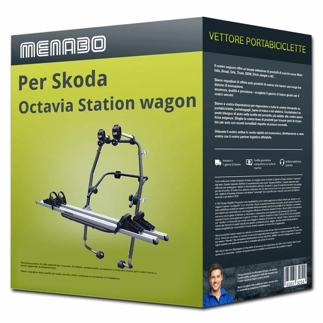 Menabo Stand Up 2 portabici portellone per Skoda Octavia wagon II 1Z5 - 2 bici