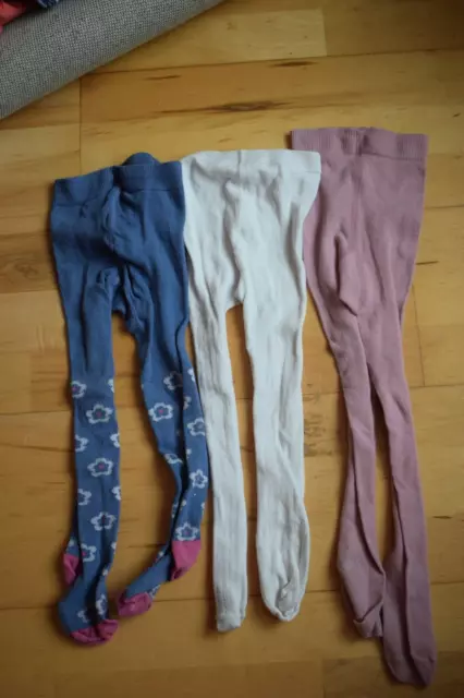 3 pair of tights girl 3-4 years white pink blue John Lewis Marks and Spencer