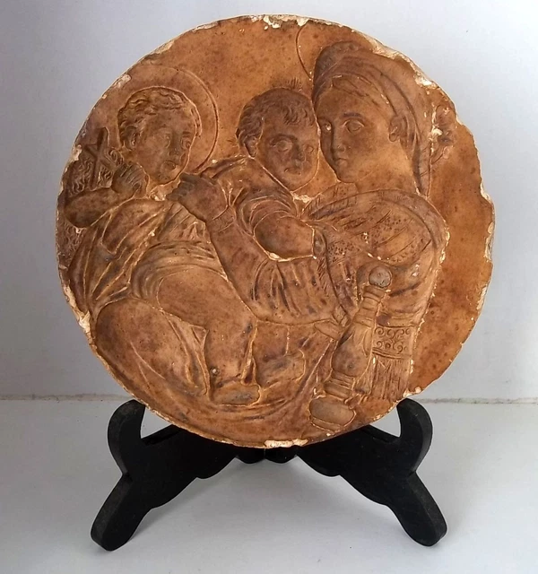 Cadre vintage de la Vierge en plâtre, tableau religieux ancien