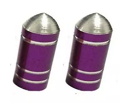 2x Metallic PURPLE Metal Steel Dust Valve Wheel Tyre Caps (DC8) Motorbike P