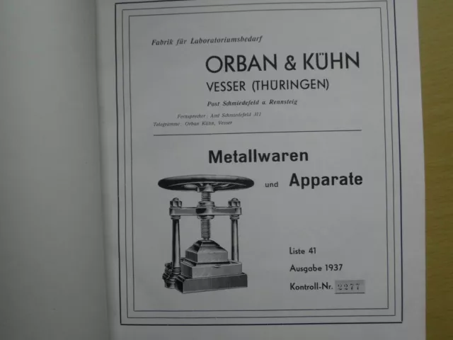 Orban & Kühn, Vesser in Thüringen  - Fabrik für Laboratoriumsbedarf, Katalog 2