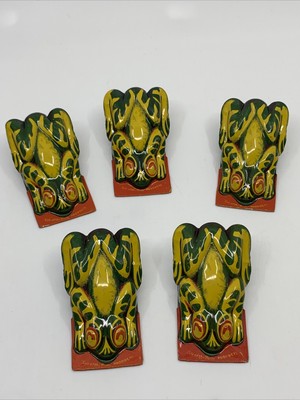 Lot Of 5 Vintage Kirchhof Tin Litho Frog Clicker Noise Maker Toy  READ