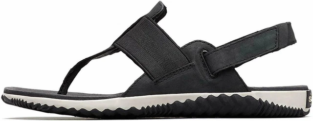 Sorel Women's Out N About Plus Thong Sandals with Ankle Strap Black Size 10