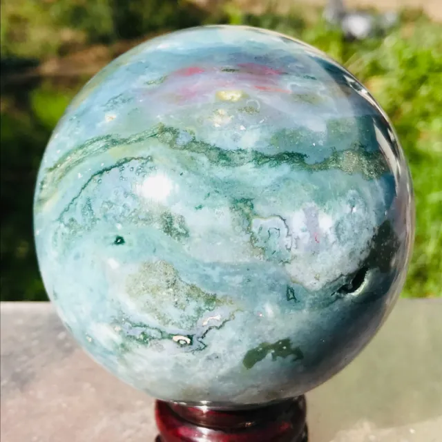 1044g Natural Ocean Jasper Sphere Geode Quartz Crystal Ball Specimen Healing