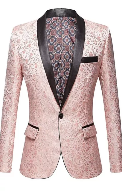 CARFFIV Men Jacquard Suit Jacket Wedding Groom Prom Slim Fit Tuxedo Party Dinner