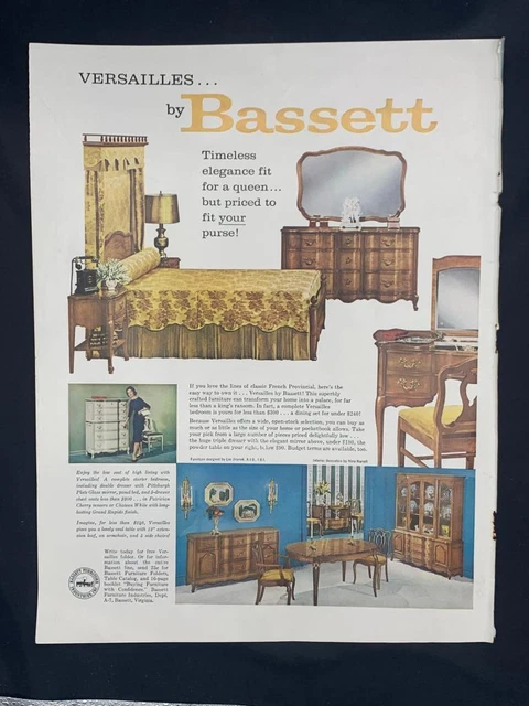 Magazine Ad* - 1961 - Bassett Furniture - "Versailles"