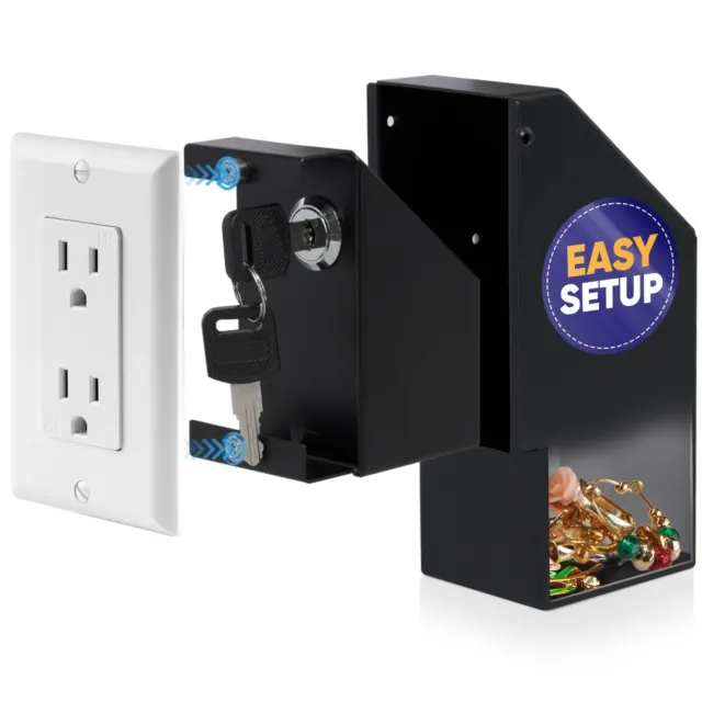 Hidden Wall Safe Outlet With Key Lock Electric Socket Covert Single Or Double