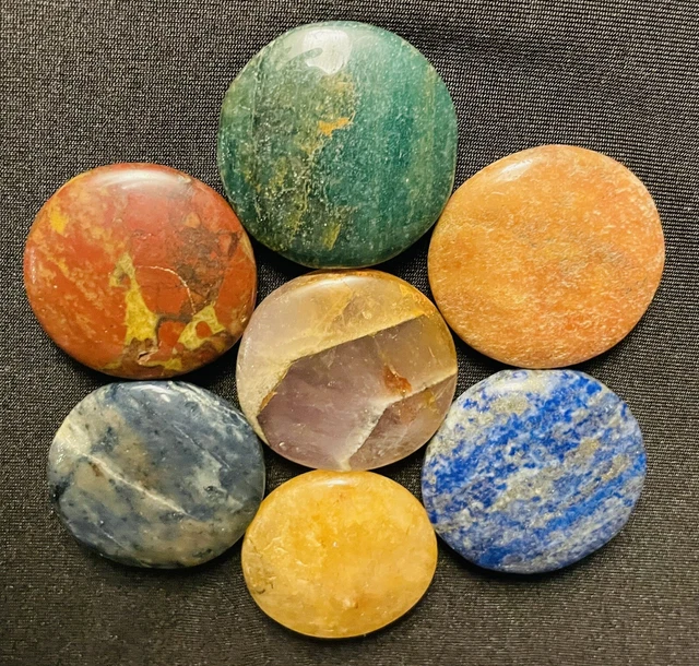 Chakra Palm Stones Crystal Reiki Healing Energy Palm Natural Gemstone Quartz Set