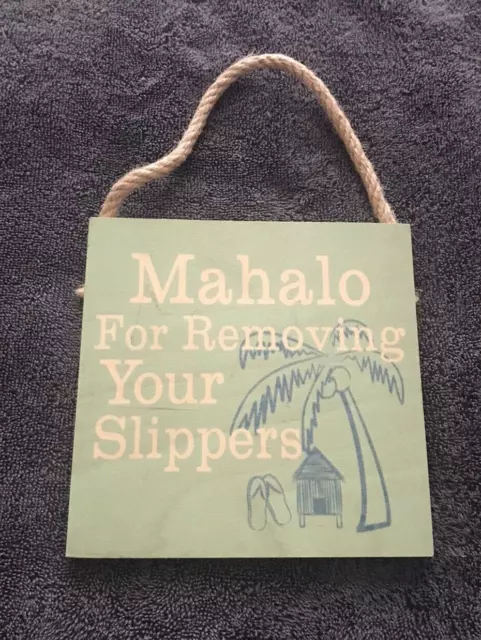 ALOHA Soha Wall Wood Sign with Rope Hanger Island Hawaii Tiki Bar Decor 7" sq