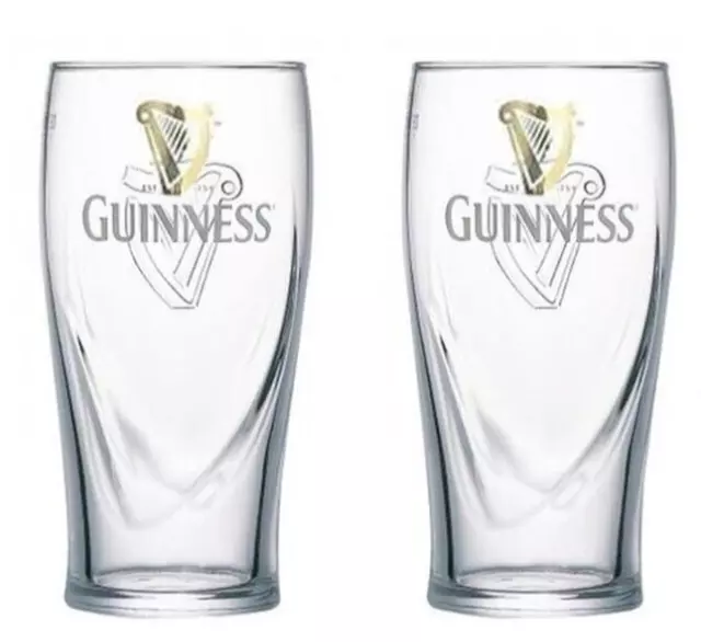 GUINNESS 2 GRAVITY BEER PINT GLASSES 600ml EMBOSSED HARP BNWOB MAN CAVE IRELAND