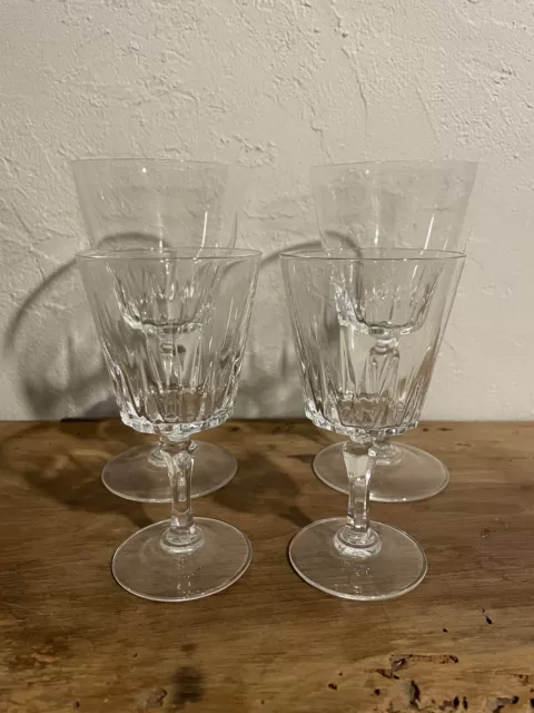 Ancien Vintage Service 4 Verres A Eau Et Vin 2 H 16 Cm 2 H 12 Cm En Cristal