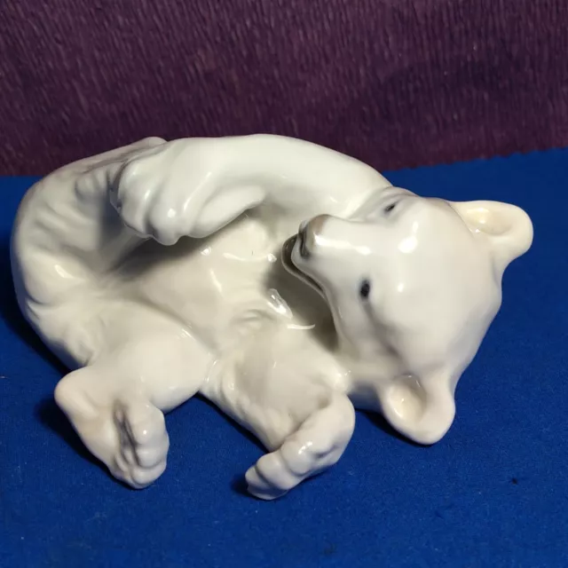 Royal Copenhagen Polar Bear Cub Playing Porcelain Figurine No 729  1st Quality.