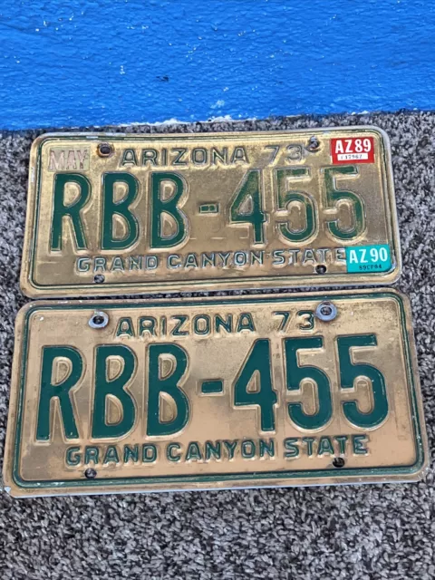Vintage 1973 Arizona License Plate Pair