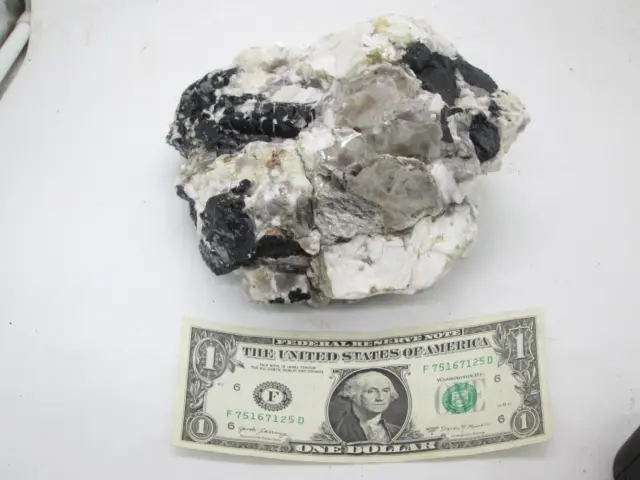 Large Molybdenite & Tourmaline on Quartz Mineral - Crystal -  U.S.Seller
