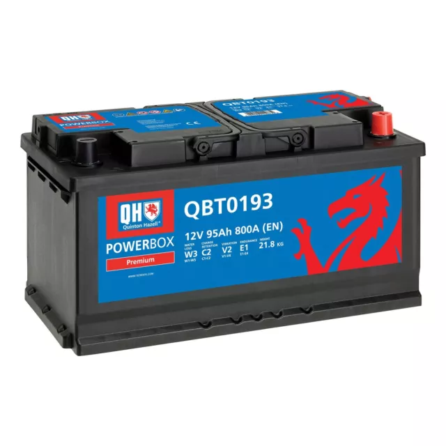 Car Starter Battery 019 95Ah 800A CCA 12V T1 Terminal L5 Quinton Hazell QBT0193