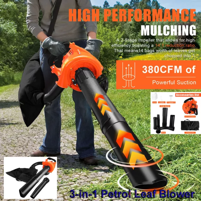 Petrol Leaf Blower Vacuum Handheld Commercial Outdoor Garden Tool 26CC/30CC/43CC