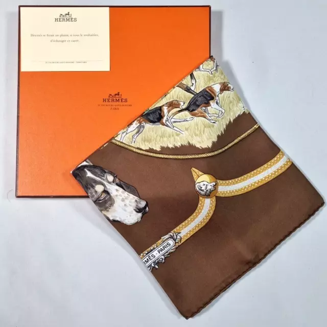 RARE VINTAGE HERMES Silk Scarf "Le Laisser Courre" Carre 90