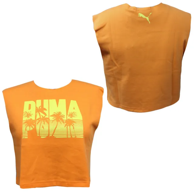 Puma x Rihanna Fenty Womens Sleeveless Crop Top Vest Orange 577356 04 R7A
