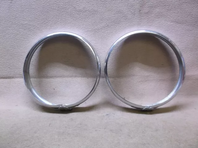 Vintage #3 Pair Chrome Headlight Trim Ring Bezel Ford Gm Chrysler Chevy Pontiac