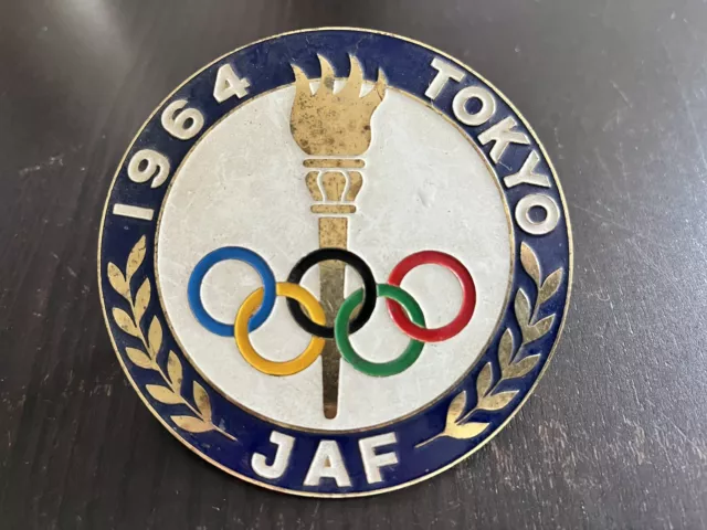 Olympia Emaille Plakette Auto 1964 Tokyo JAF Japan Car Plaque Rarität Rare