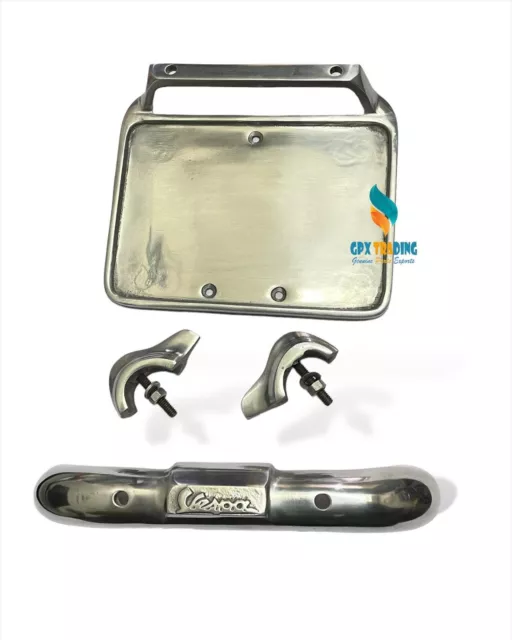 Vespa Number Plate Alloy Polished Compatible for VBB VBA VBC RALLY SUPER Sprint