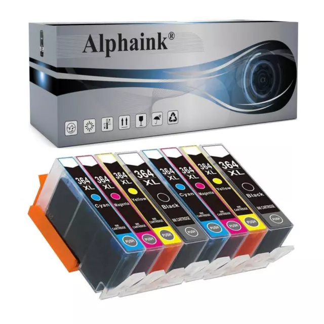 8 Cartucce 364Xl Per Hp Con Chip Deskjet 3070A D5445 D5460 D5463 D5468 3520 3522