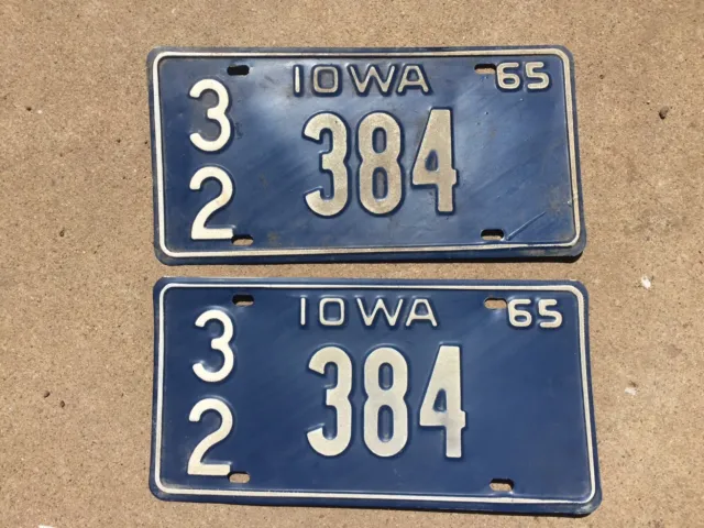 1965 Matched pair Emmet county Iowa  license plates