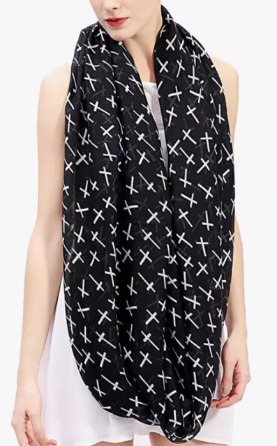 Crosses Infinity Scarf Lightweight Black And White