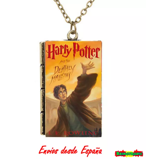 Collar con colgante portada libro Harry Potter y las reliquias de la Muerte ✔️