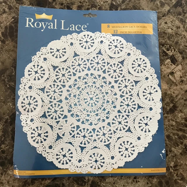 Royal Lace 8 Medallion Lace Dollies 12l” Diameter New