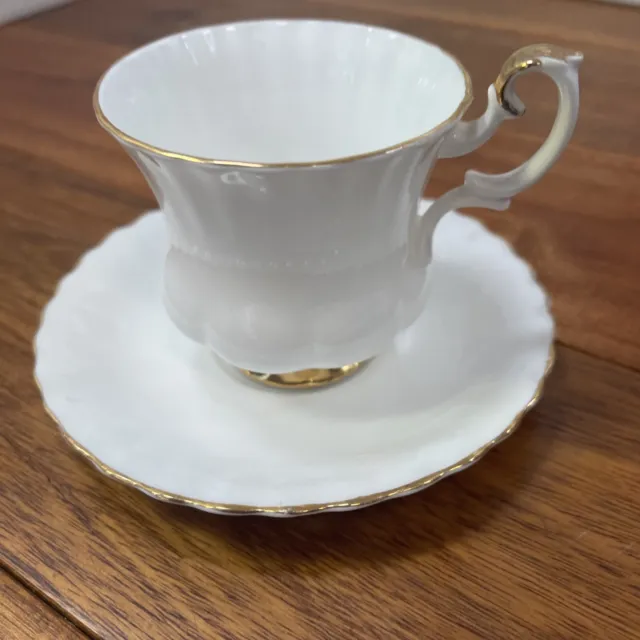Royal Albert Val D'or White Gold Footed Teacup & Saucer Bone China Tea Cup
