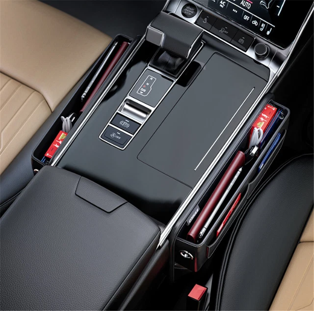Car Front Seat Gap Filler Console Side Key Coin Organizer PU Leather Pocket 2PCS