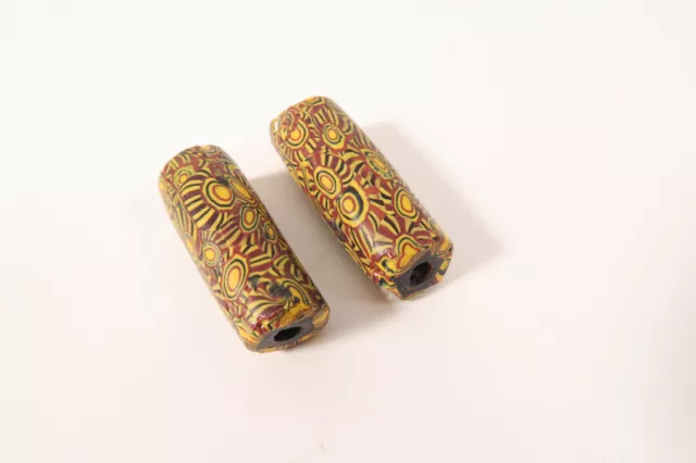 2 Millefiori Glasperlen FE64 Old Venetian African trade beads Murrine Afrozip