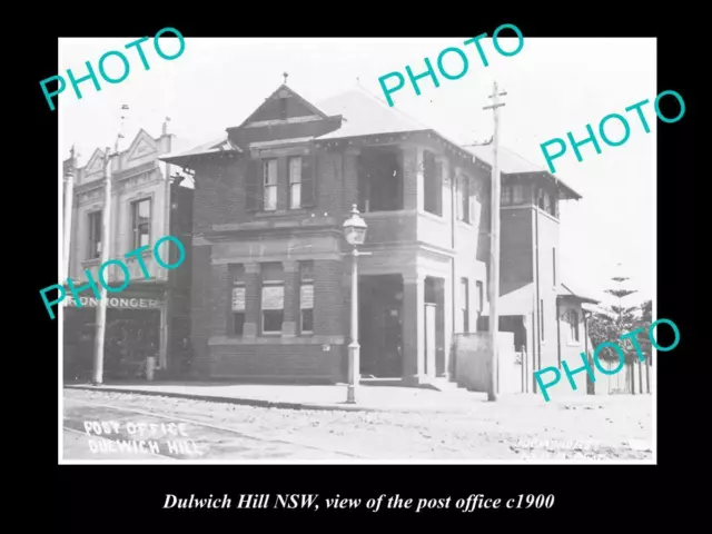 OLD POSTCARD SIZE PHOTO OF DULWICH HILL NSW VIEW OF THE POST OFFICE c1900