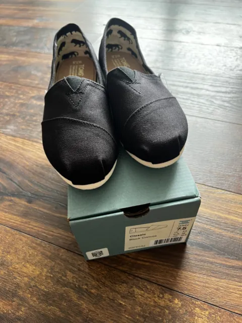 NEW TOMS CLASSIC ALPARGATAS WOMEN'S CANVAS SHOES SZ 8.5 Black