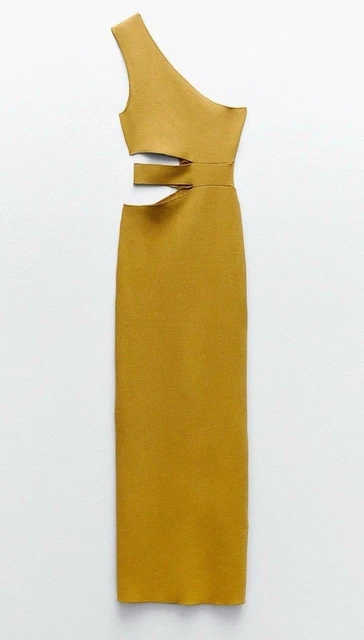 NWT ZARA FITTED KNIT MINI DRESS WITH CUT-OUT DETAIL Mustard Size Small  16.15 - PicClick UK