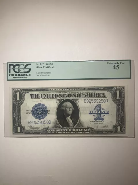 Silver Certificate Fr. 237 1923 $1 Extremely Fine 45