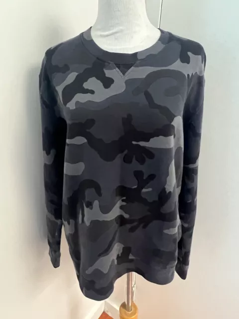 Auth. VALENTINO Rockstud S M Sweatshirt Camouflage Black Gray Top Crewneck $2200