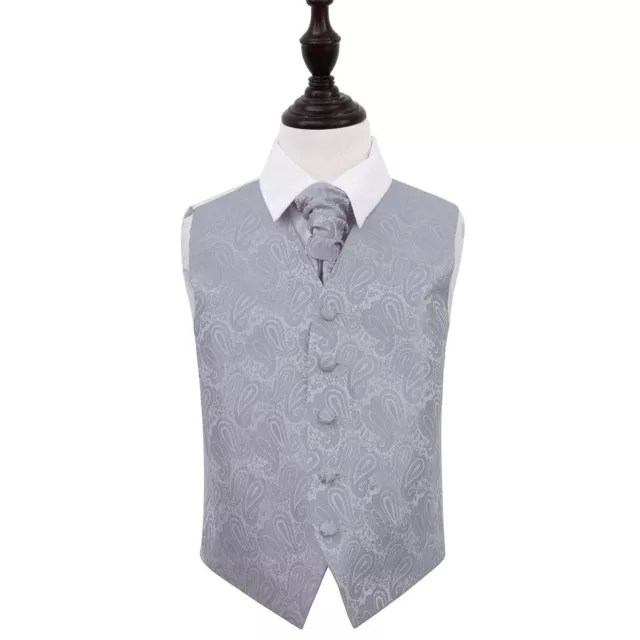 Set camice e cravatta da sposa DQT floreale paisley argento ragazzi