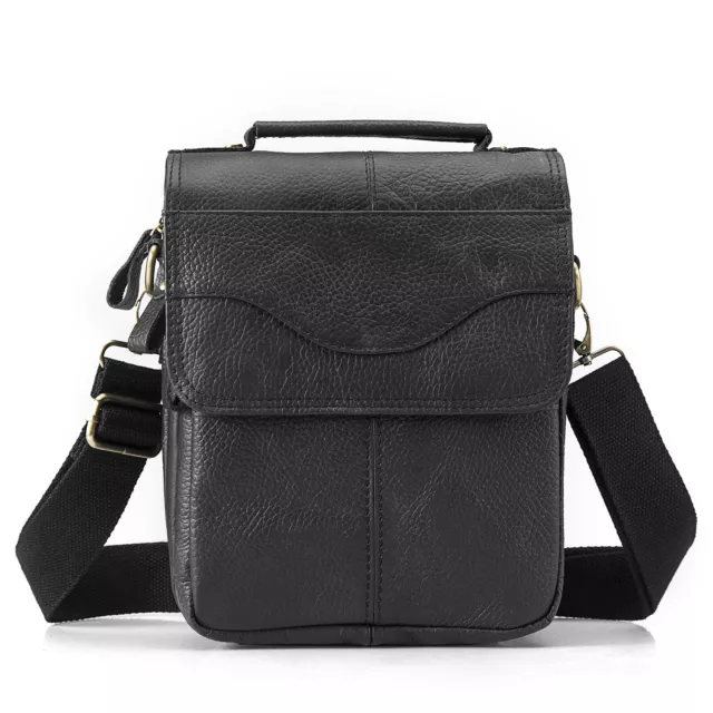 Mens Genuine Cowhide Leather Crossbody Sling Messenger Shoulder Tote Bag Satchel