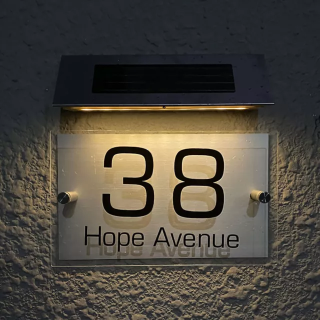 2023 Solar Light House Signs 18 LED Door Sign Lamp Front Door Plaque Wall Light