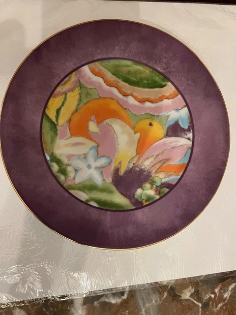 Laure Japy Limoges Paris Aquarelle Violet Salad Plate New